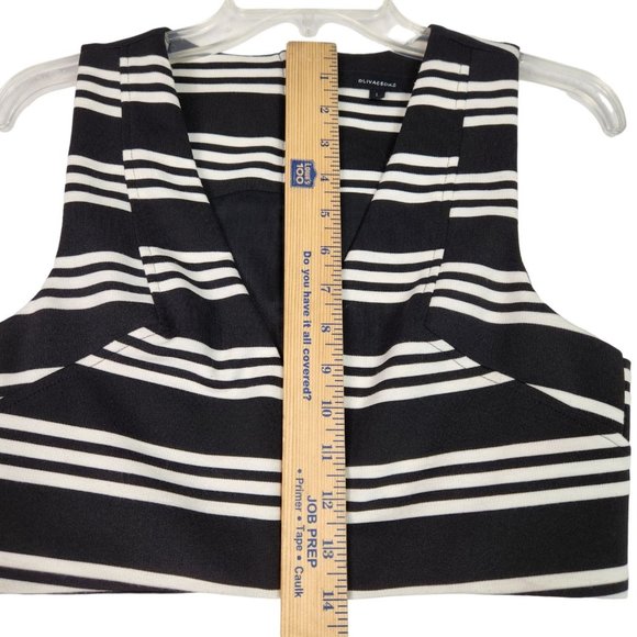 Olivaceous Womens Crop Top Size L Black White Stripe Sleeveless Zip Back Stretch - Picture 9 of 9